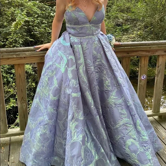 white christmas dresses Sherri Hill Periwinkle prom dress at XO by Sophia's main image 1
